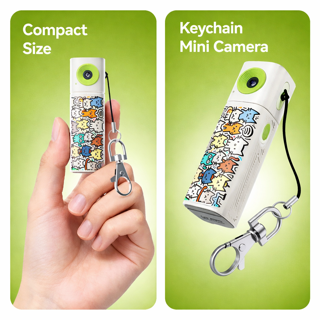 Mini Digital Camera with 230° Rotating Lens for Flexible Shooting Angles