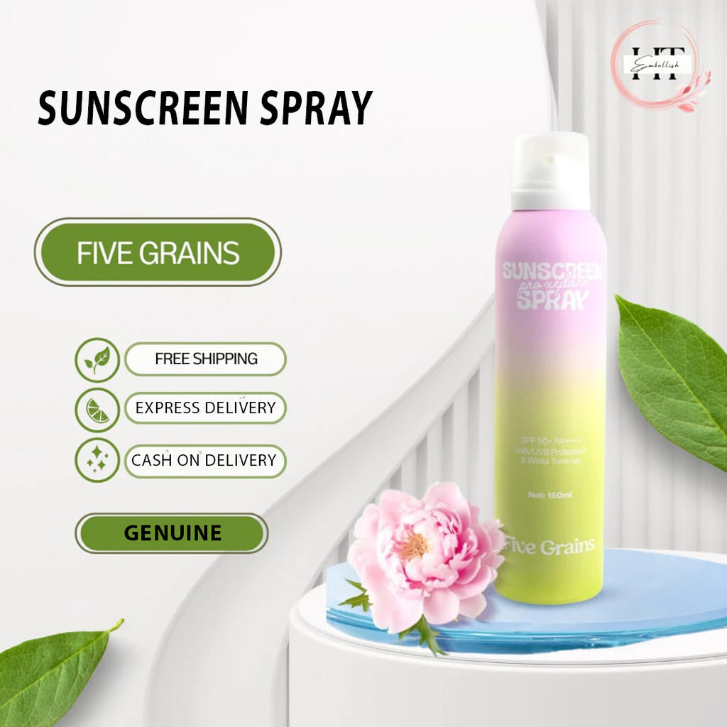 Five Grains Sunscreen Spray: Instant Tone-Up & Anti-Aging Pro-Xylane – High Protection SPF 50+ (160ml)